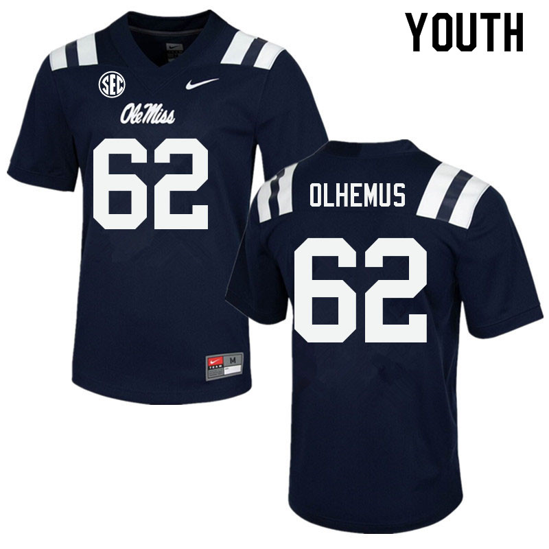 Andrew Polhemus Ole Miss Rebels NCAA Youth Navy #62 Stitched Limited College Football Jersey GCI3758KZ